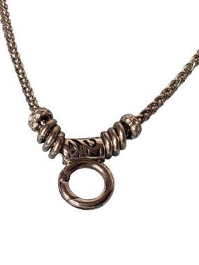 Silvertone Serpentine Chain Necklace Rings Charm Pendant Lobster Clasp